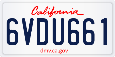CA license plate 6VDU661