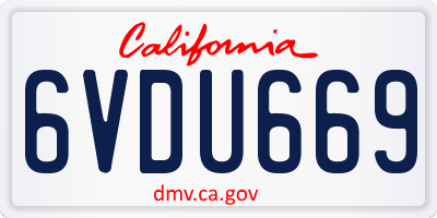 CA license plate 6VDU669