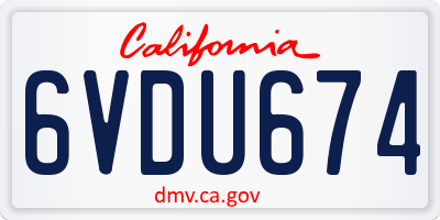 CA license plate 6VDU674