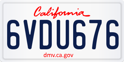 CA license plate 6VDU676