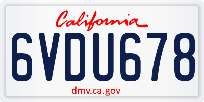 CA license plate 6VDU678