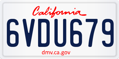 CA license plate 6VDU679