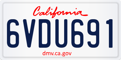 CA license plate 6VDU691