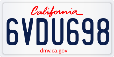 CA license plate 6VDU698
