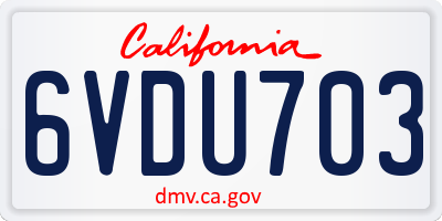 CA license plate 6VDU703