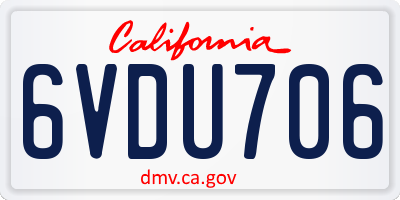 CA license plate 6VDU706
