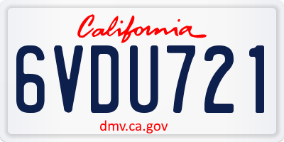 CA license plate 6VDU721
