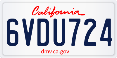 CA license plate 6VDU724
