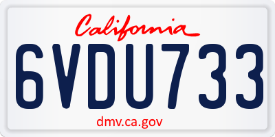 CA license plate 6VDU733