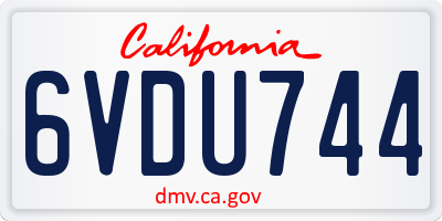 CA license plate 6VDU744