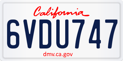 CA license plate 6VDU747
