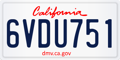 CA license plate 6VDU751