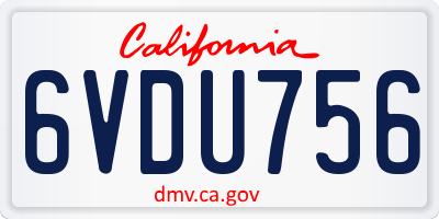 CA license plate 6VDU756