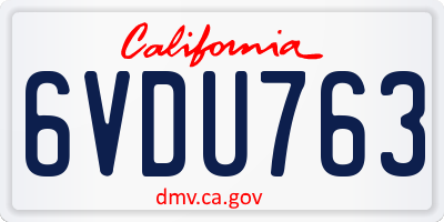 CA license plate 6VDU763