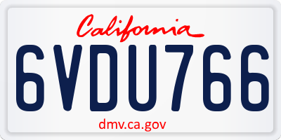 CA license plate 6VDU766