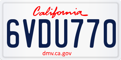 CA license plate 6VDU770