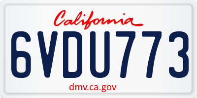CA license plate 6VDU773