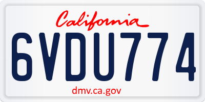 CA license plate 6VDU774