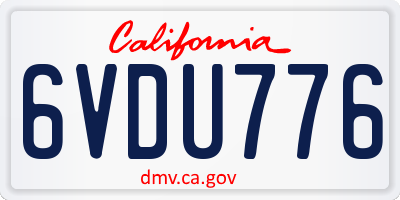 CA license plate 6VDU776