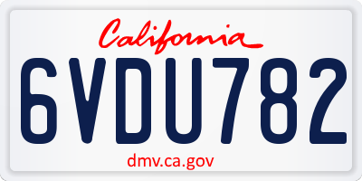 CA license plate 6VDU782