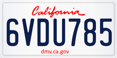 CA license plate 6VDU785