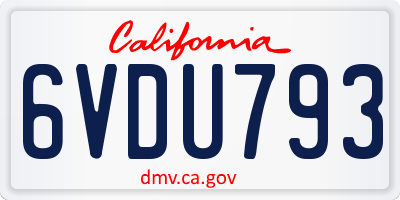 CA license plate 6VDU793