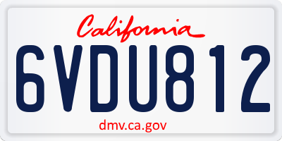 CA license plate 6VDU812