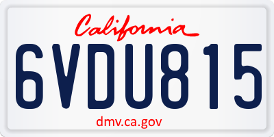 CA license plate 6VDU815