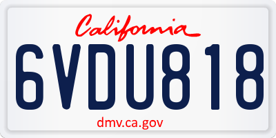 CA license plate 6VDU818