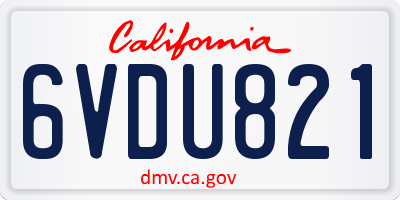CA license plate 6VDU821