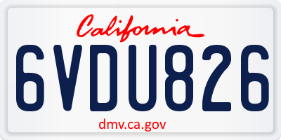 CA license plate 6VDU826