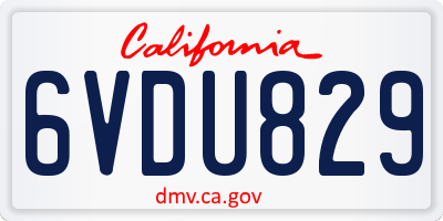 CA license plate 6VDU829