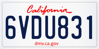 CA license plate 6VDU831