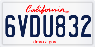 CA license plate 6VDU832