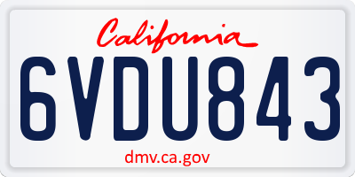 CA license plate 6VDU843
