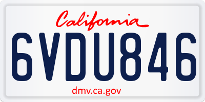 CA license plate 6VDU846
