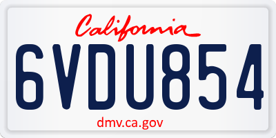 CA license plate 6VDU854