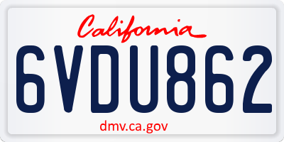 CA license plate 6VDU862