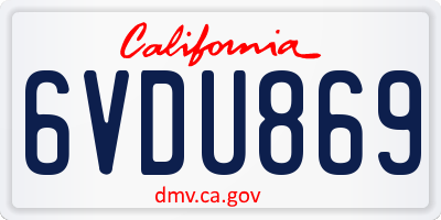 CA license plate 6VDU869