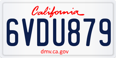 CA license plate 6VDU879