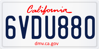 CA license plate 6VDU880