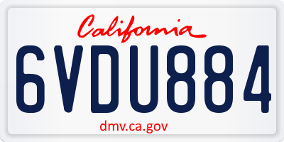 CA license plate 6VDU884