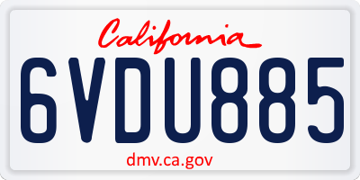 CA license plate 6VDU885
