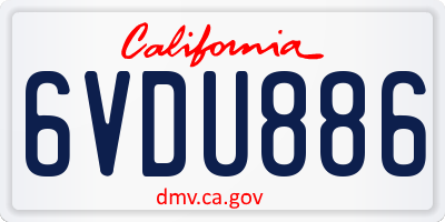 CA license plate 6VDU886