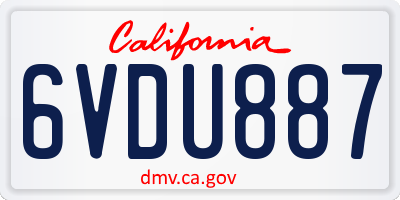 CA license plate 6VDU887