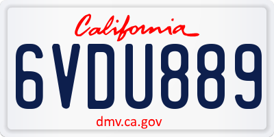 CA license plate 6VDU889
