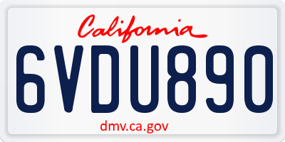 CA license plate 6VDU890
