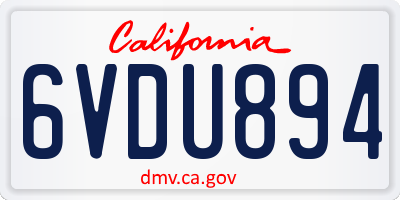 CA license plate 6VDU894