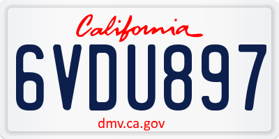CA license plate 6VDU897