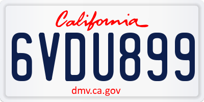 CA license plate 6VDU899